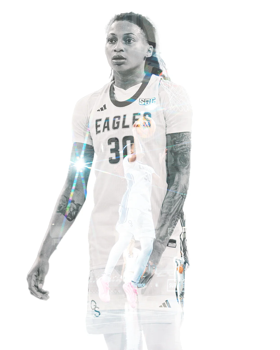Eagles basketball double exposure